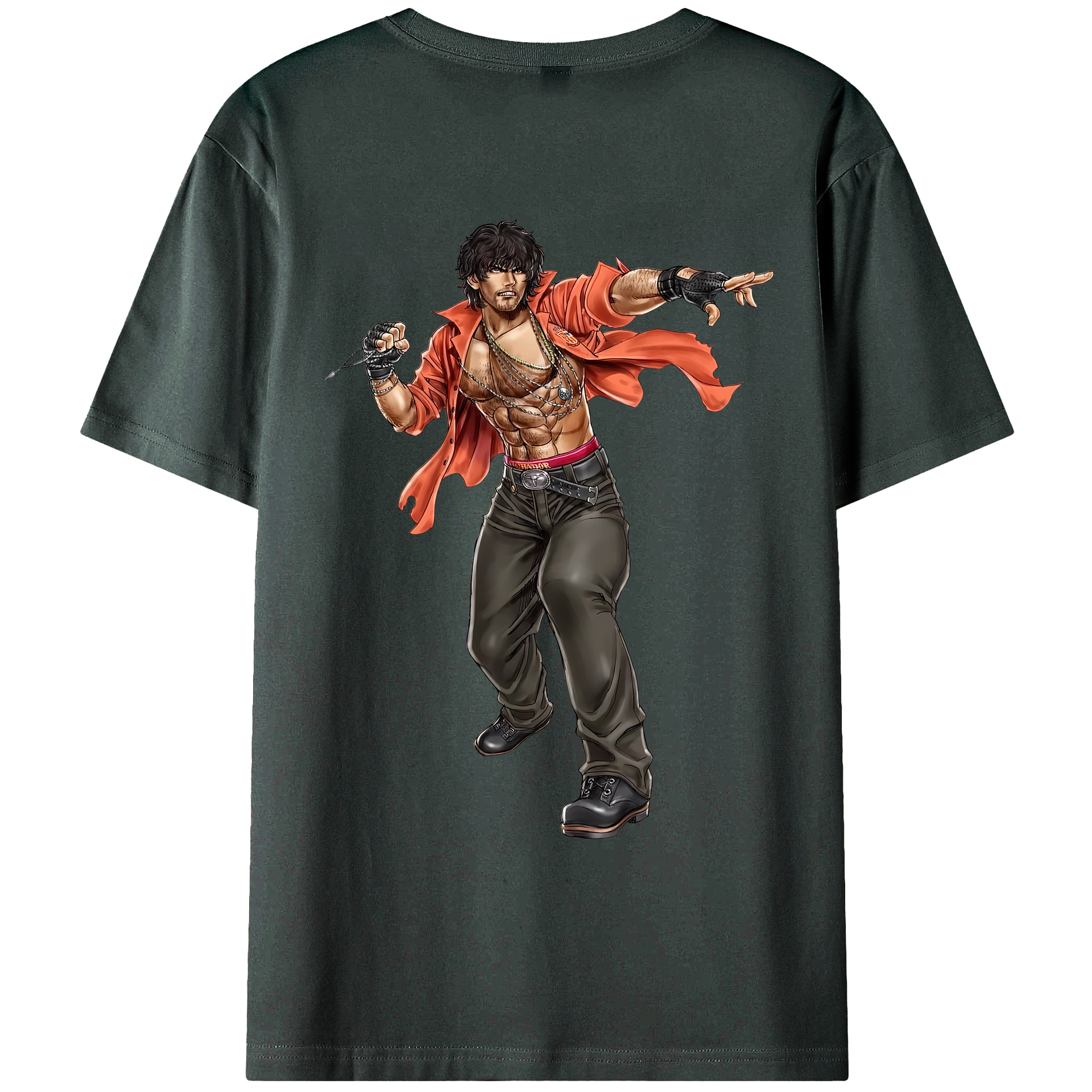 （画像用） 北斗の拳 Fist of the North Star 綿100％ メンズ半袖Tシャツ（バックプリント） 通気性